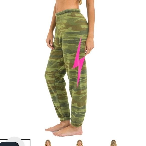 Aviator Nation Camo Jogger Pants M Pink Bolt - Picture 7 of 7